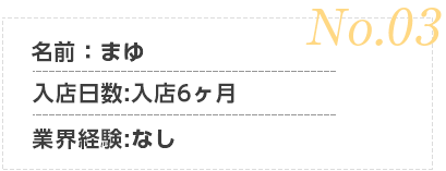 まゆ、入店6ヶ月、業界経験なし